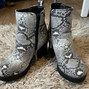 Faux “snake skin” booties